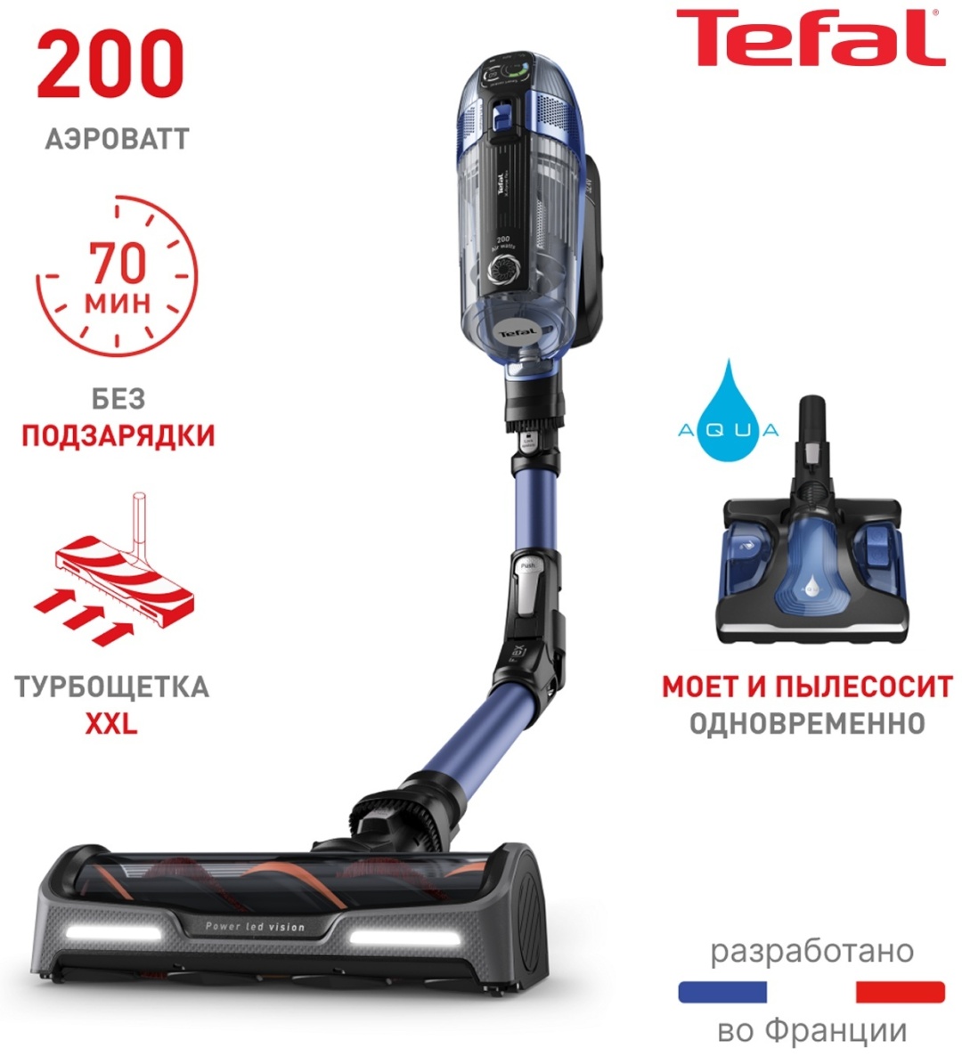 Пылесос Tefal X-Force Flex 14.60 Aqua TY99C0WO черный, синий