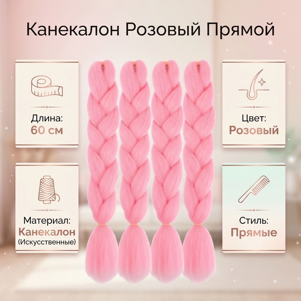 Канекалон розовый для девочки