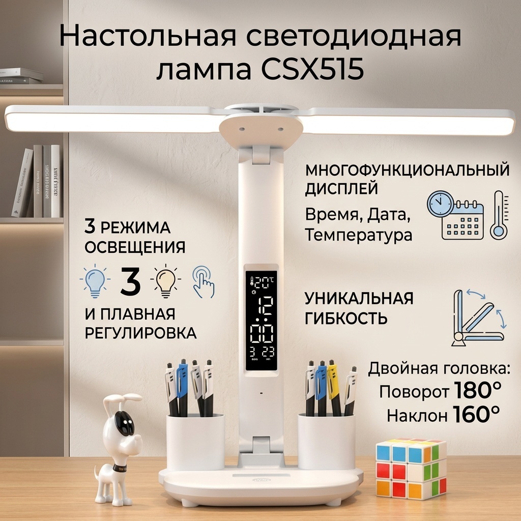 Настольная лампа CSX515 LED, 7 Вт, пластик