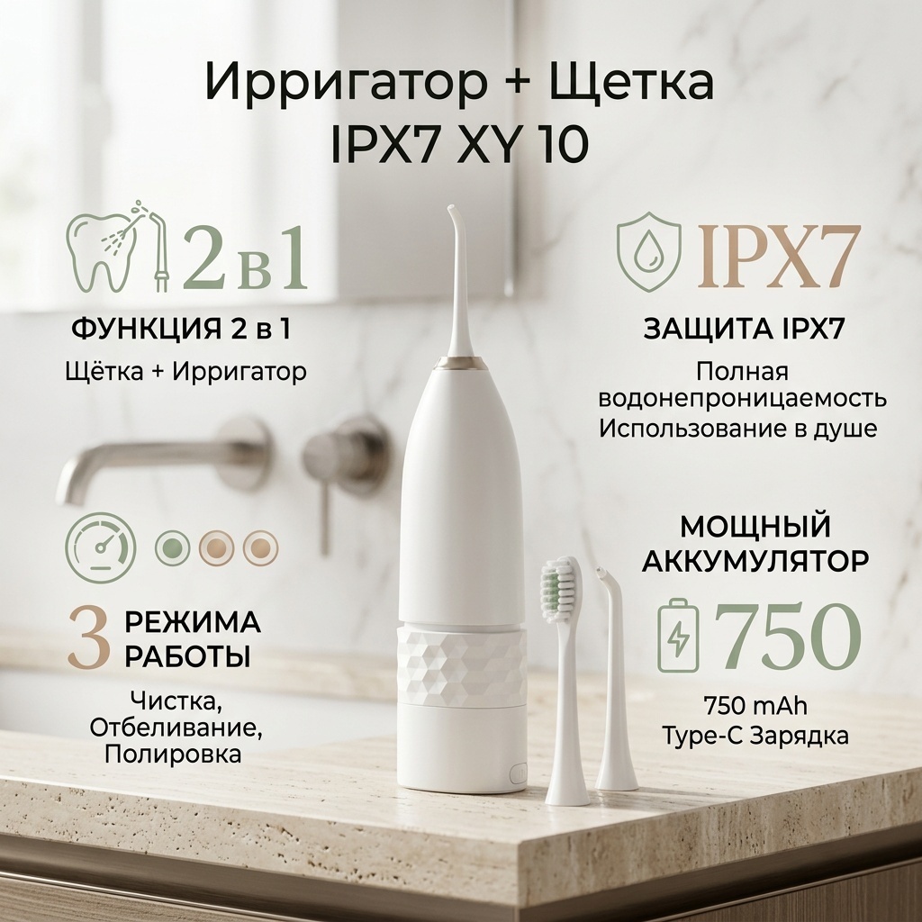 Ирригатор IPX7 XY 10 моноструйный, портативный