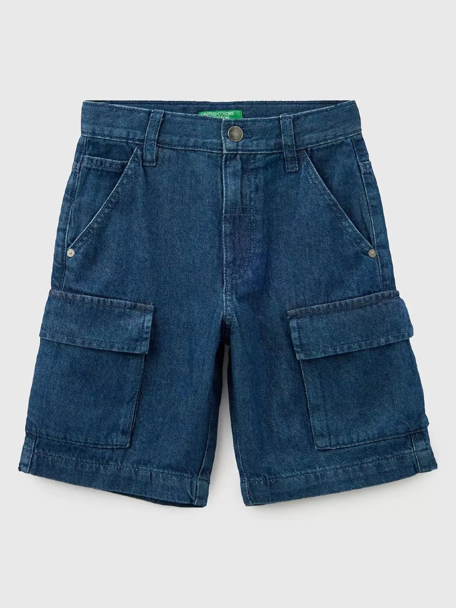 Джинсовые шорты UNITED COLORS OF BENETTON синий