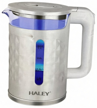Электрочайник HALEY HY-8899 серебристый, белый