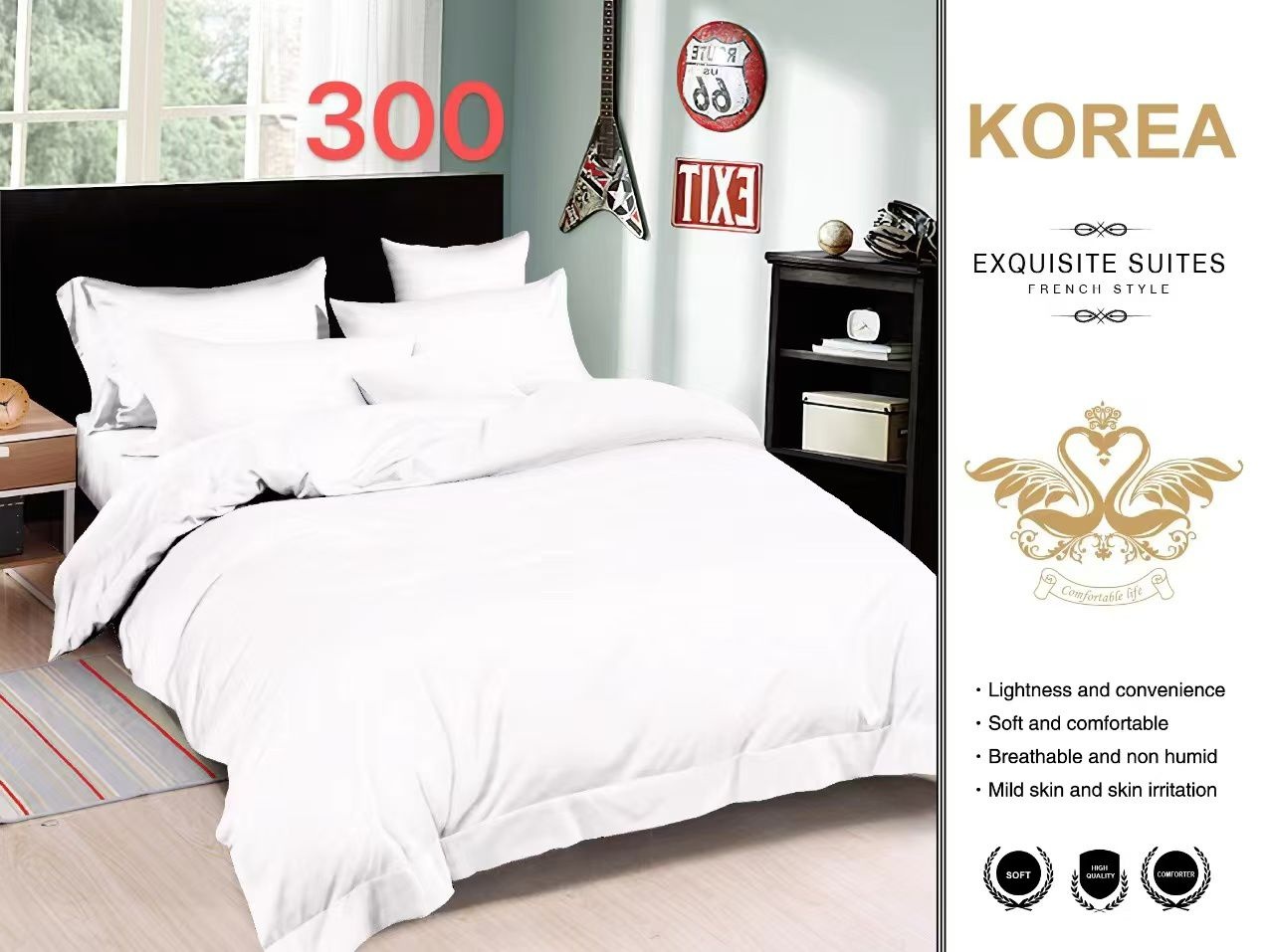 Комплект Korea 2-спальный сатин, : 50x70 см