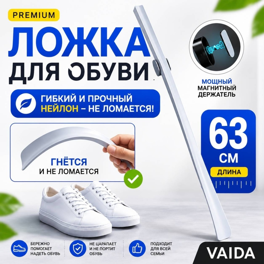 VAIDA ложка для обуви, белая, нейлон