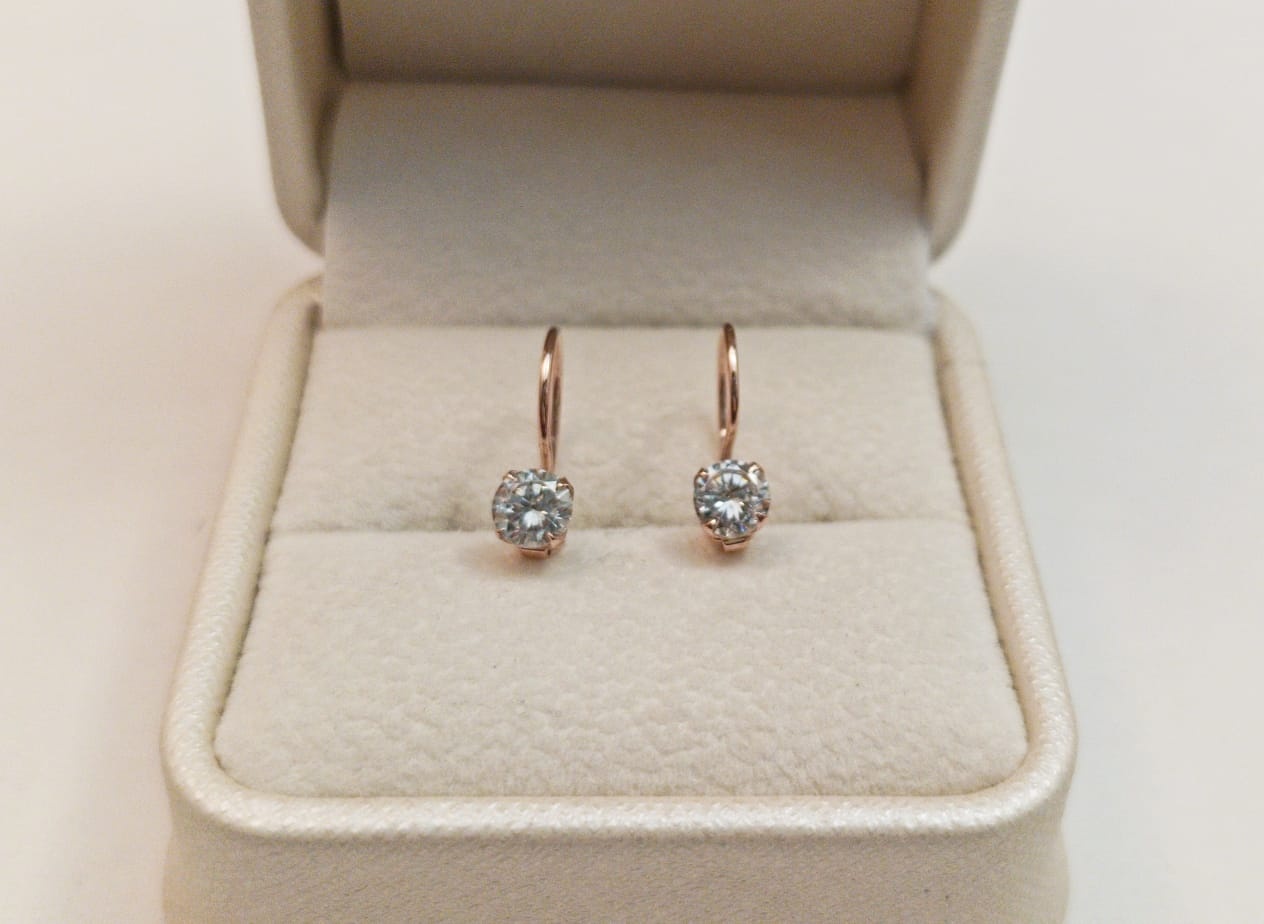 Серьги AQUAMARINE 0789 вес 1.1 г золото, фианит