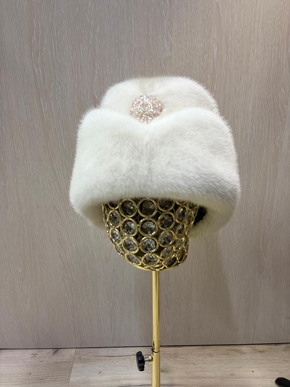 Шапка SemiFur размер 56, 57, 58, 59, жемчужный