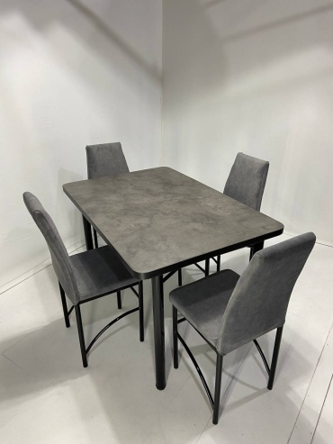 Комплект MEBEL STYLE GROUP 989364228, стол 120х80 см + 4 стула, серый