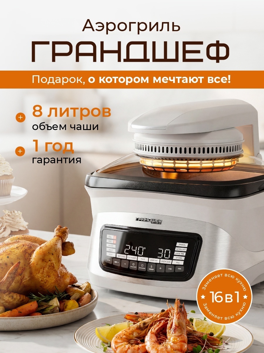 Аэрогриль RETASTE ГрандШеф GRND-001 8 л белый