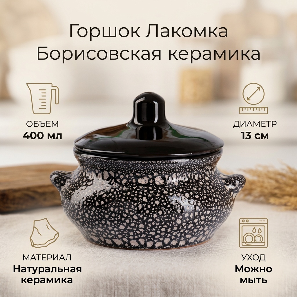 Горшок для запекания Борисовская керамика керамика, 1 шт