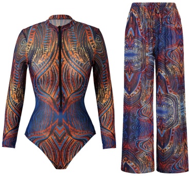 Купальник слитный мультиколор, эспрессо