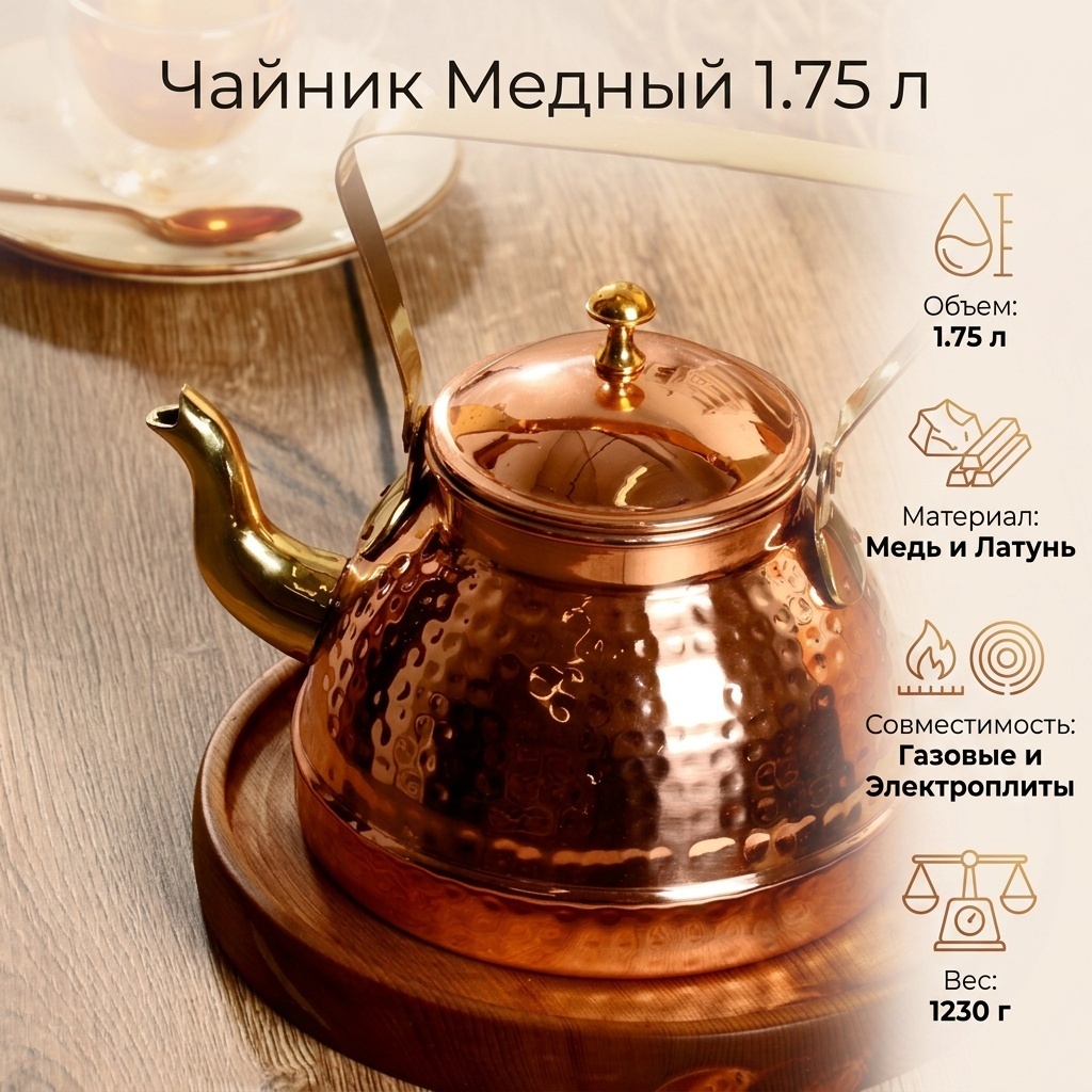 Чайник 5089770 1.8 л, медь
