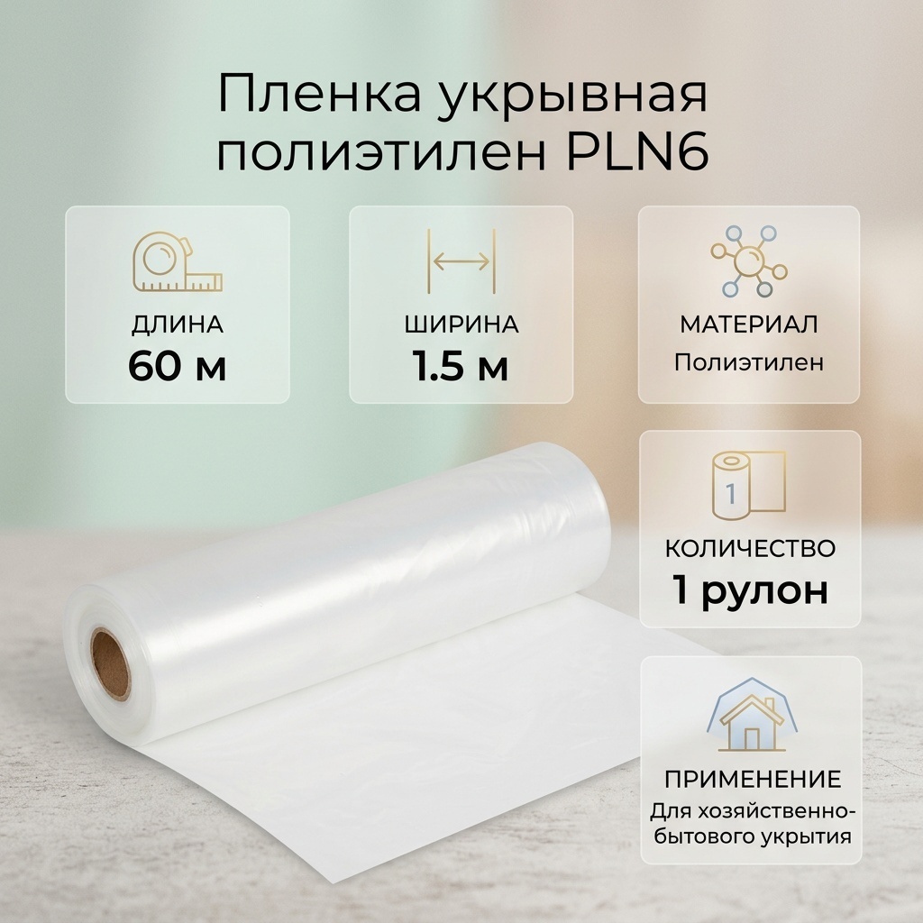 Пленка укрывная pln6 полиэтилен 6000 см 1 шт