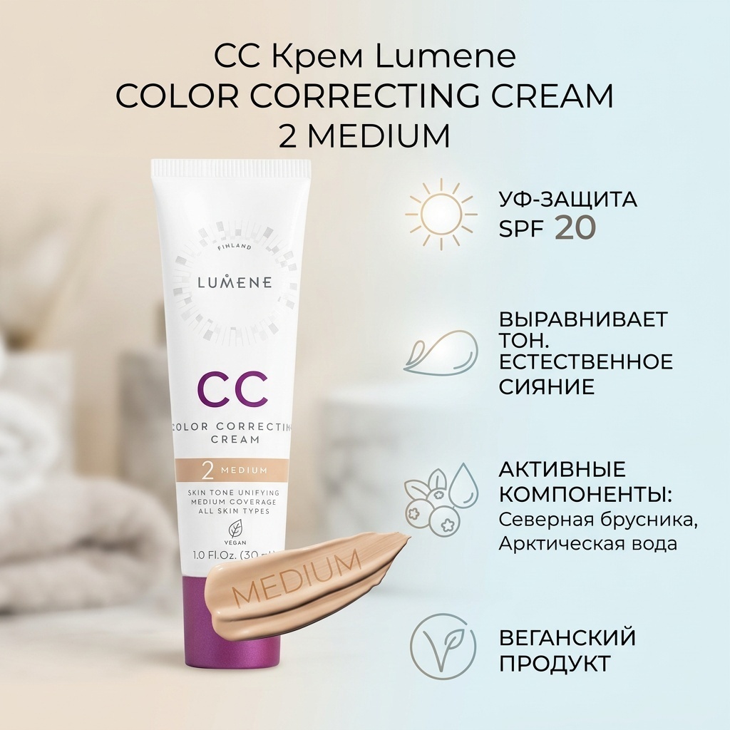 Lumene COLOR CORRECTING CREAM СС крем 2 MEDIUM 30 мл