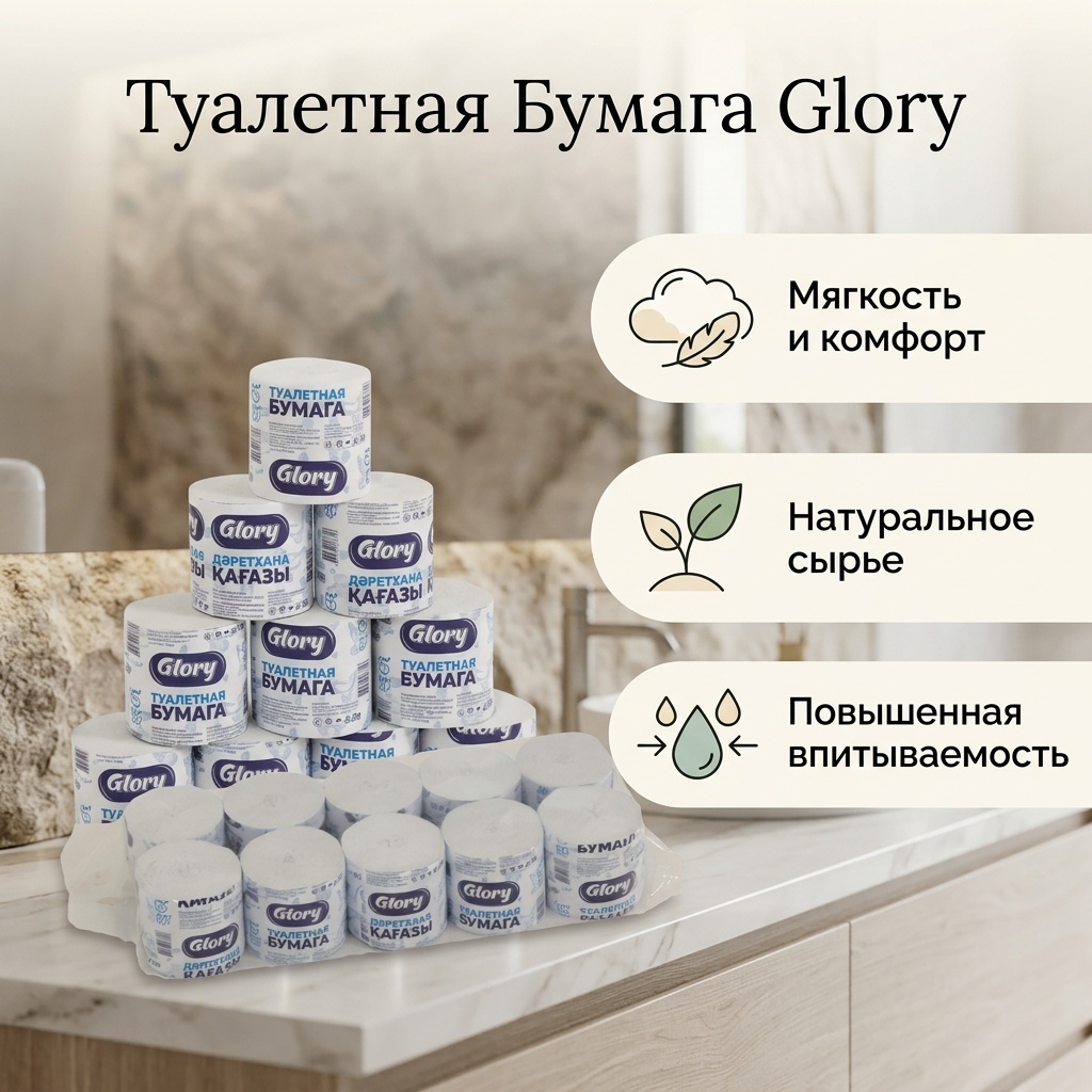 Туалетная бумага 1-слойный 10 шт, первичная целлюлоза
