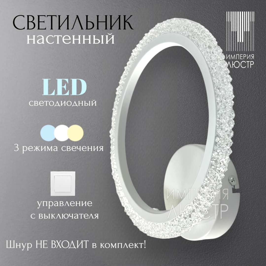 Бра настенный ИМПЕРИЯ ЛЮСТР LED, белый, прозрачный