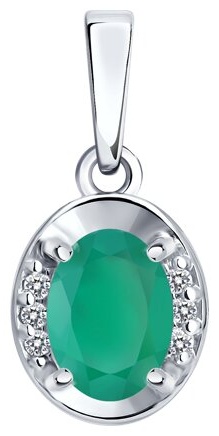 Подвеска Zlato 478СР92030879С1 вес 0.94 г серебро, фианит, агат
