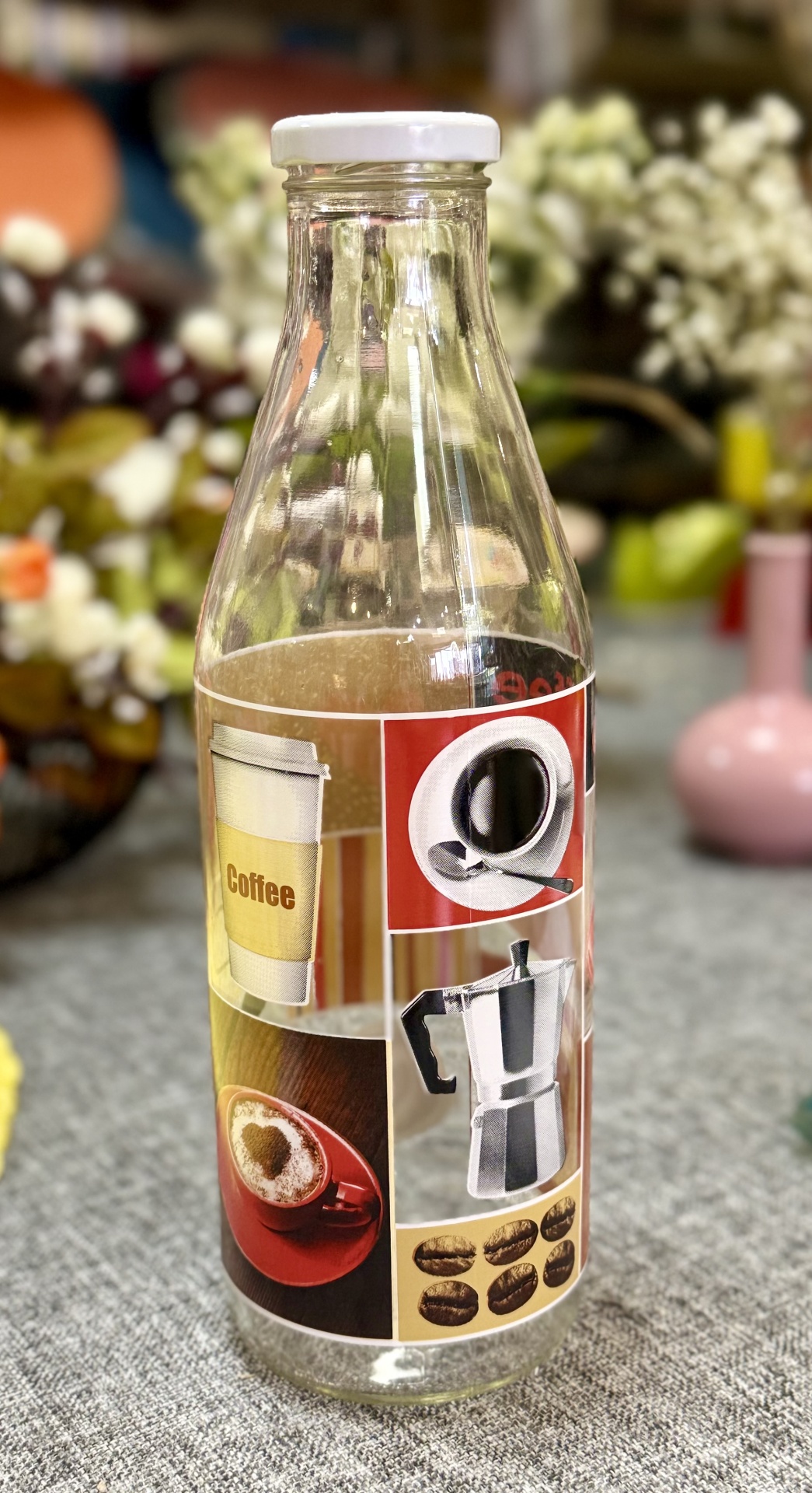 Бутылка 1 л мультиколор, винтовая, стекло
