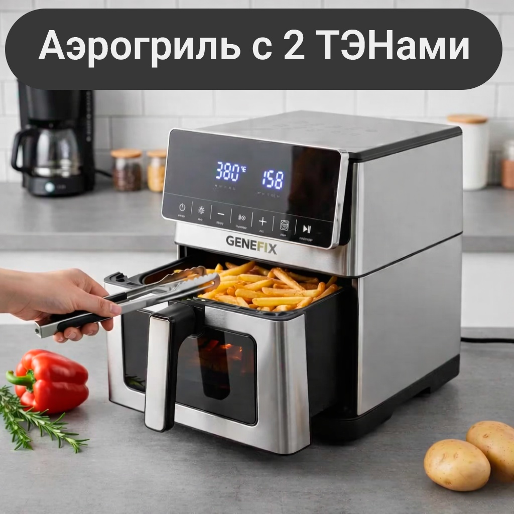 Аэрогриль GENEFIX Dual 10 л серый