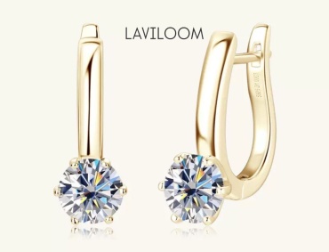 Серьги LAVILOOM «Classic» вес 4 г серебро, золото, бриллиант, муассанит