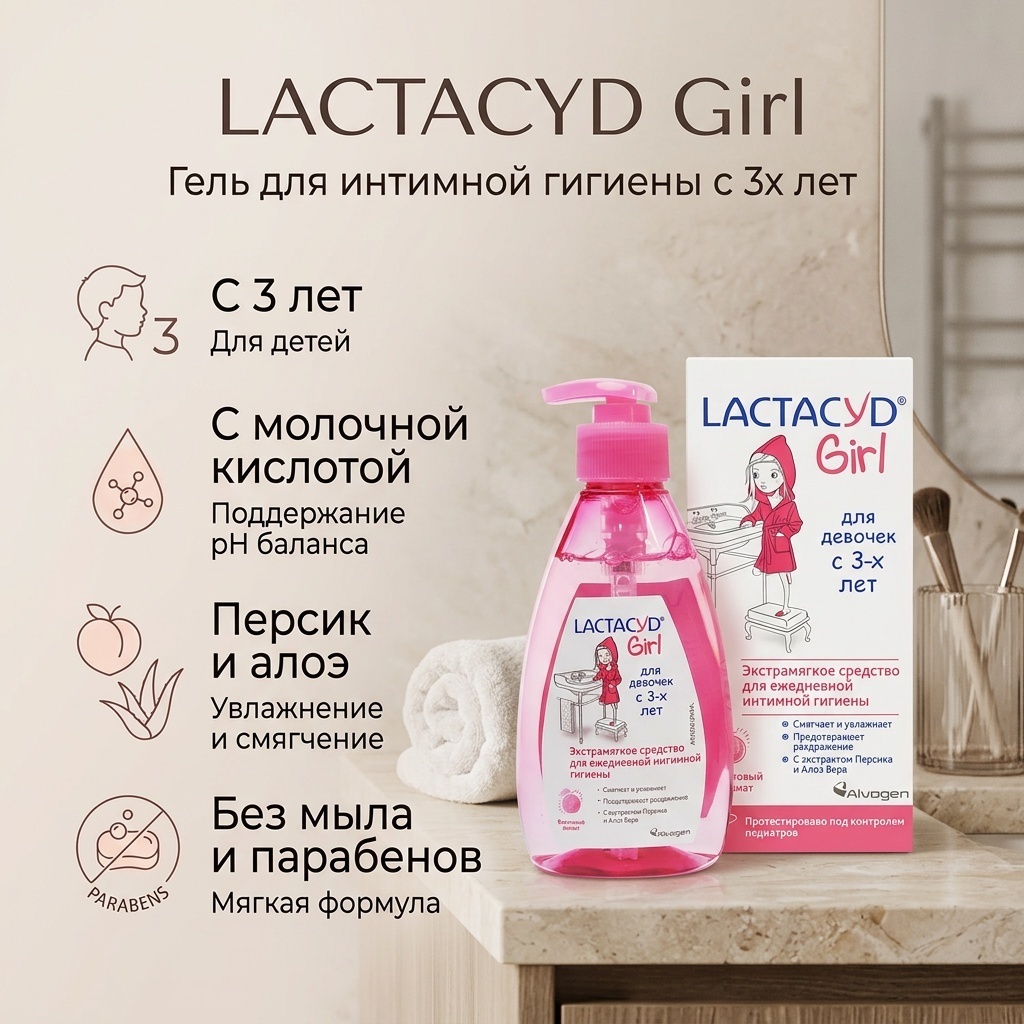 LACTACYD Girl для девочек с 3х лет гель для интимной гигиены 200 мл