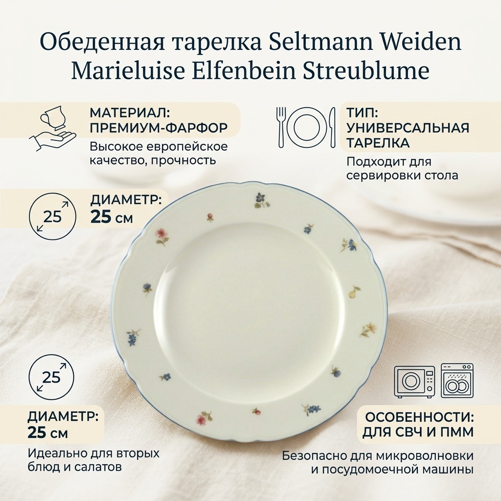 Обеденная тарелка Seltmann Weiden 25 см, 1 шт, фарфор