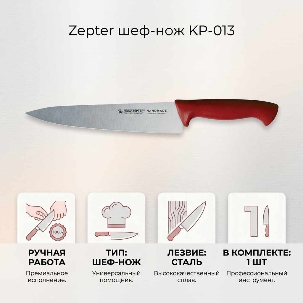 Шеф-нож Zepter KP-013, лезвие: сталь 1 шт