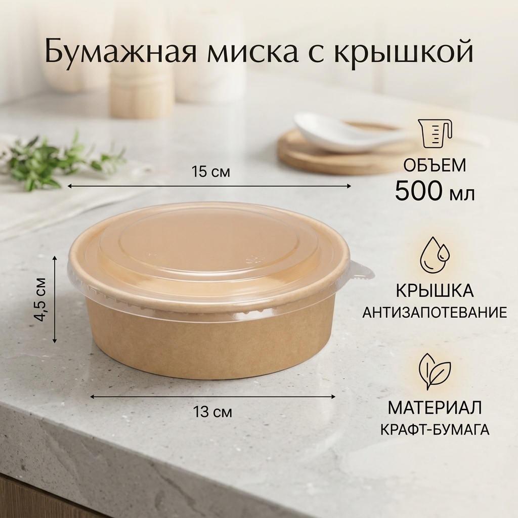 Миска 30428111_972423563 бежевый, коричневый 100 шт