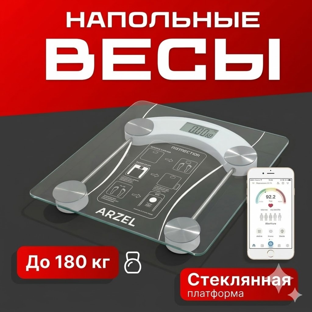 Напольные весы ARZEL электронные BMRO-5002 до 180 кг