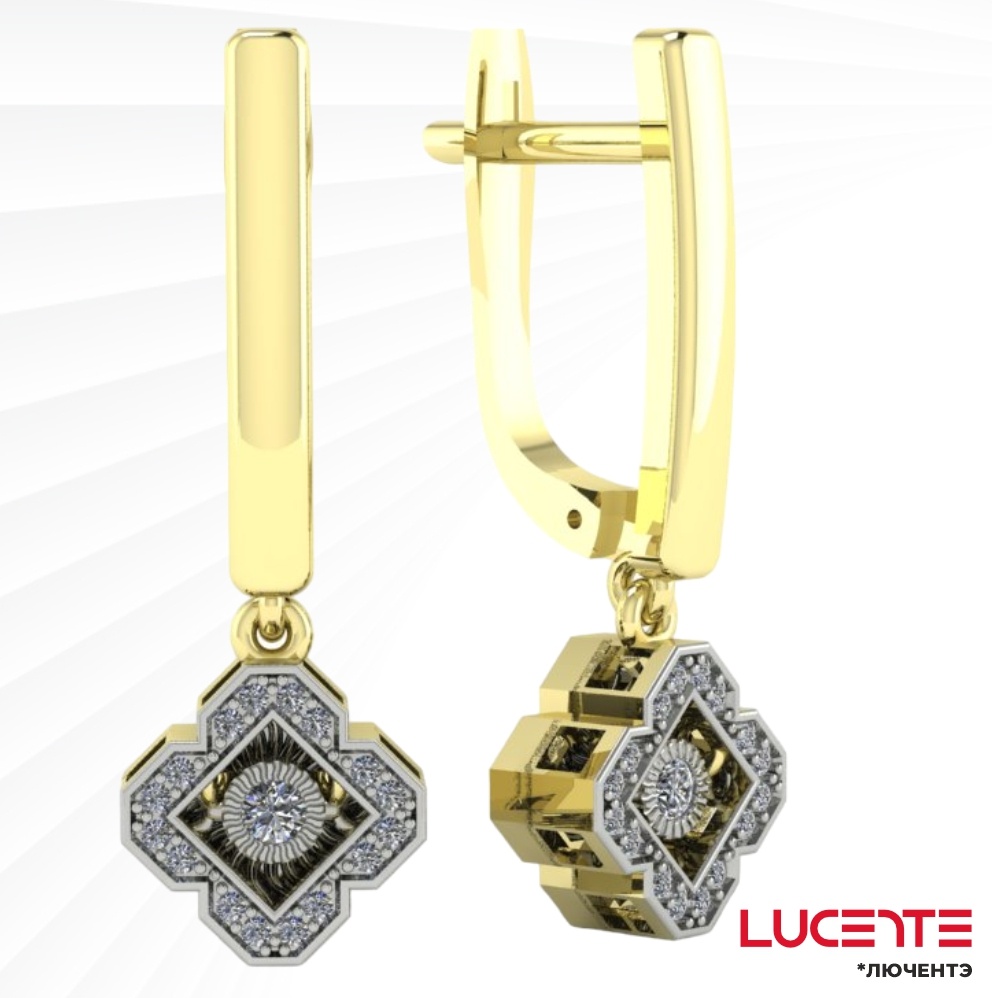 Серьги Lucente Бриллианты Якутии 02-13-5904-31-00-1 вес 3.56 г золото, бриллиант