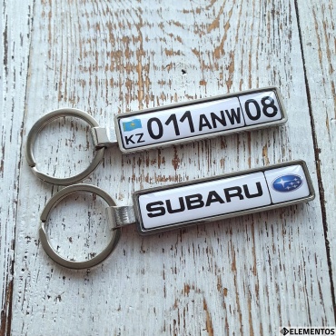 Брелок ELEMENTOS Subaru с госномером 8см металл 1 шт
