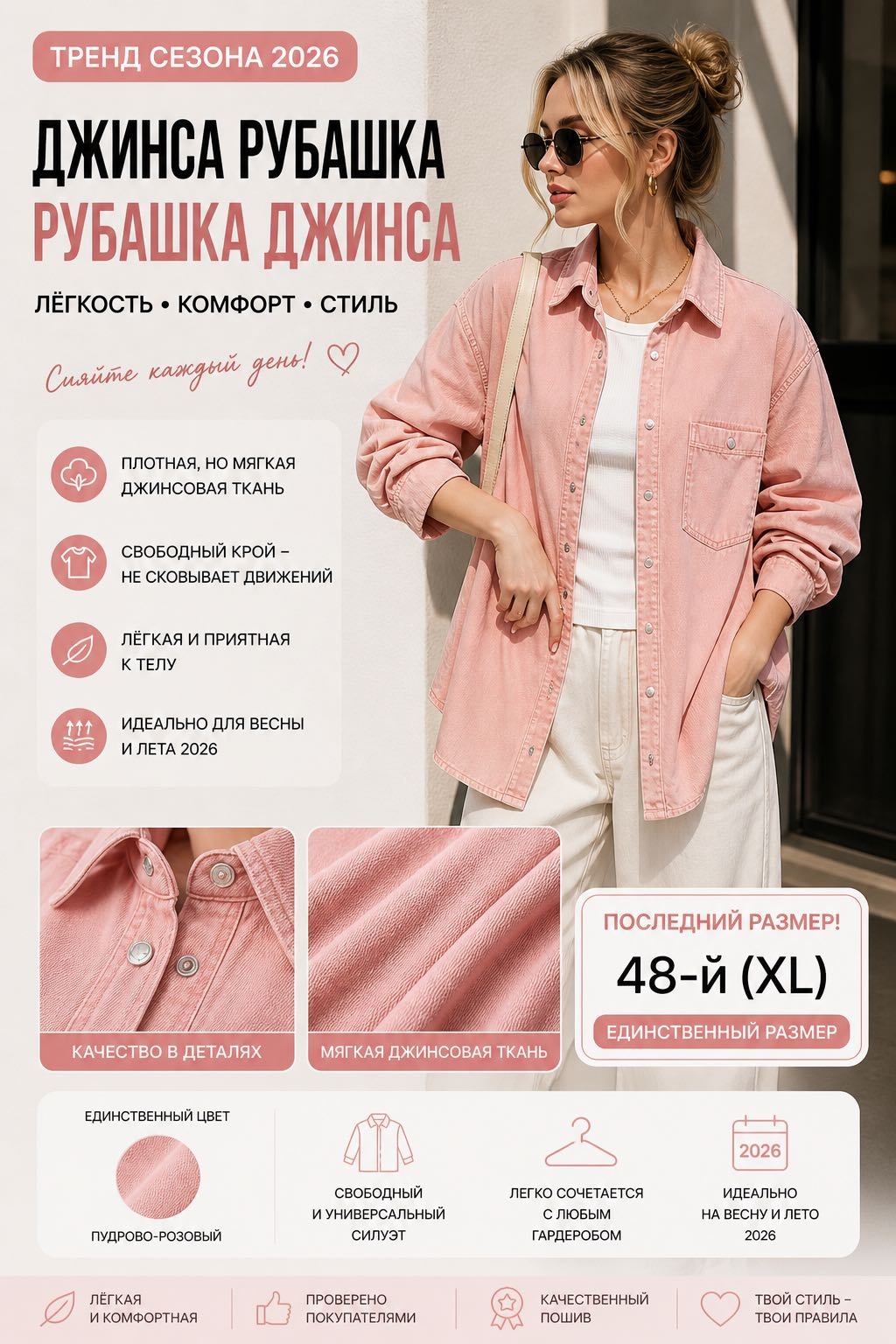 Рубашка бледно-розовый, светло-розовый