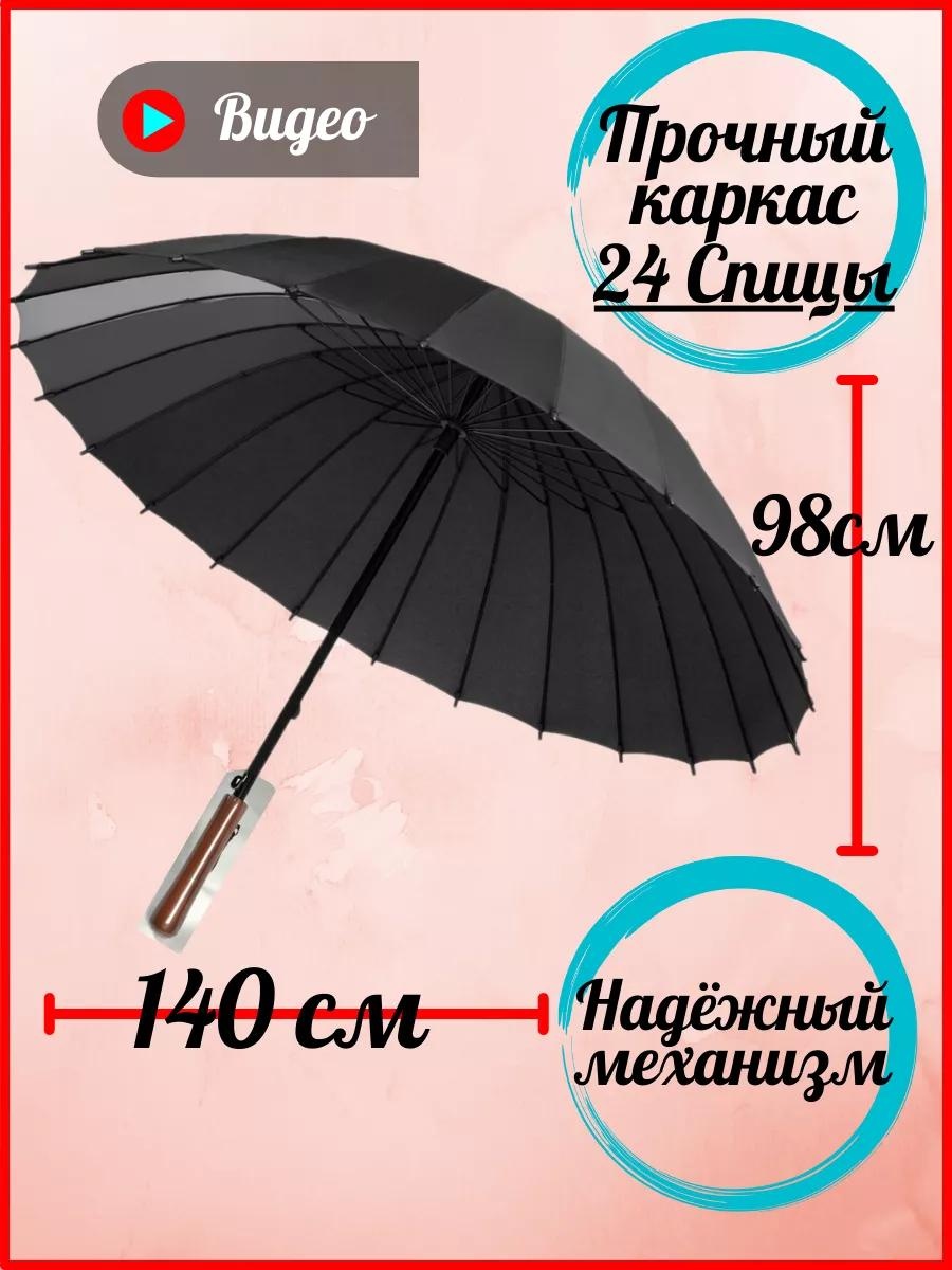 Складной зонт полуавтомат черный, коричневый