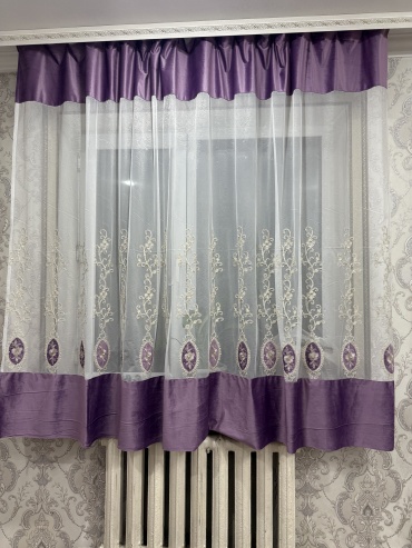Тюль ADINA 280x180 см 1 шт, сетка, велюр, сиреневый