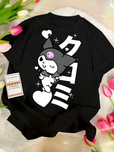 Футболка Куроми Kuromi TMH_TREND.KZ  TMH_TREND.KZ черный, белый