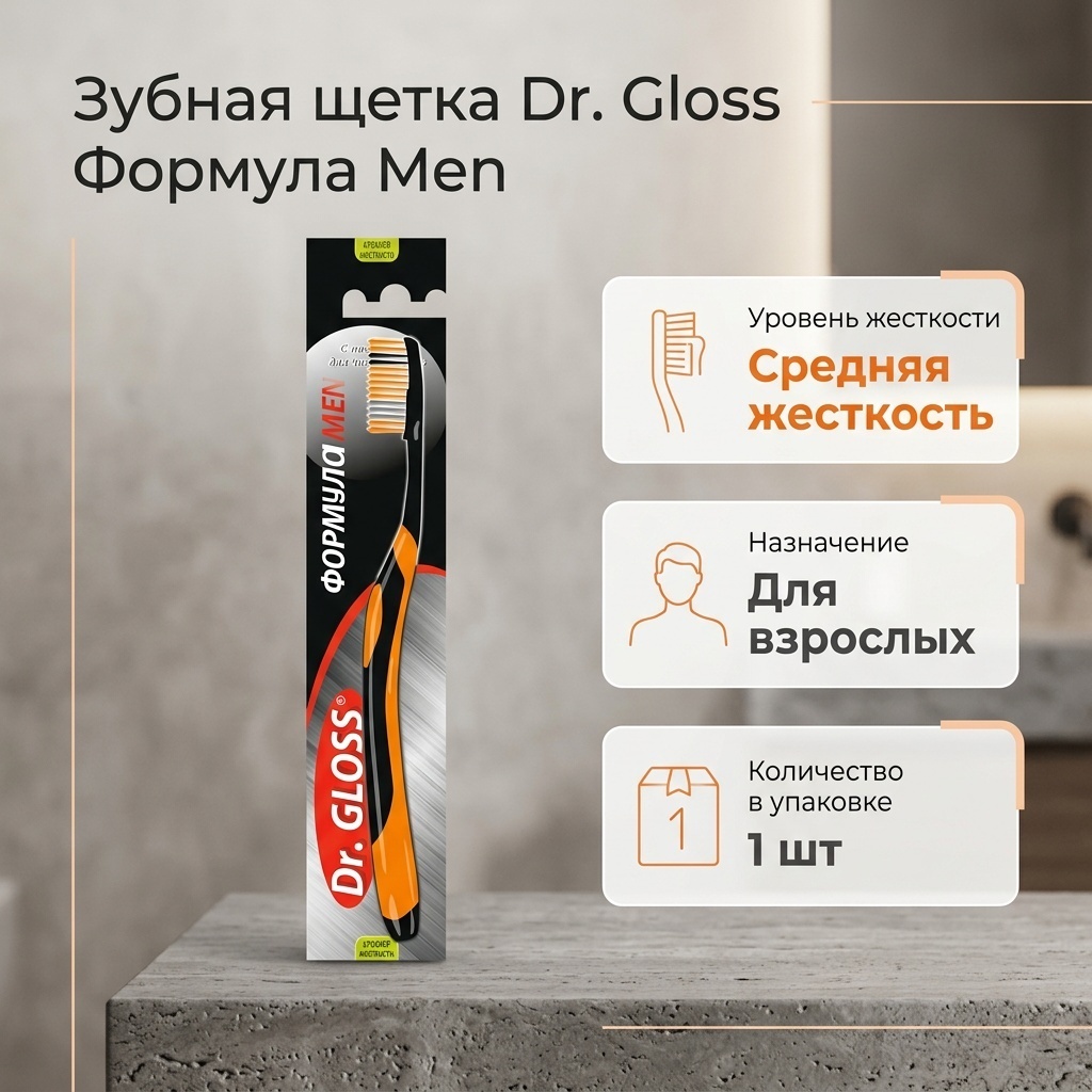 Dr. Gloss Формула Men зубная щетка средняя 1 шт