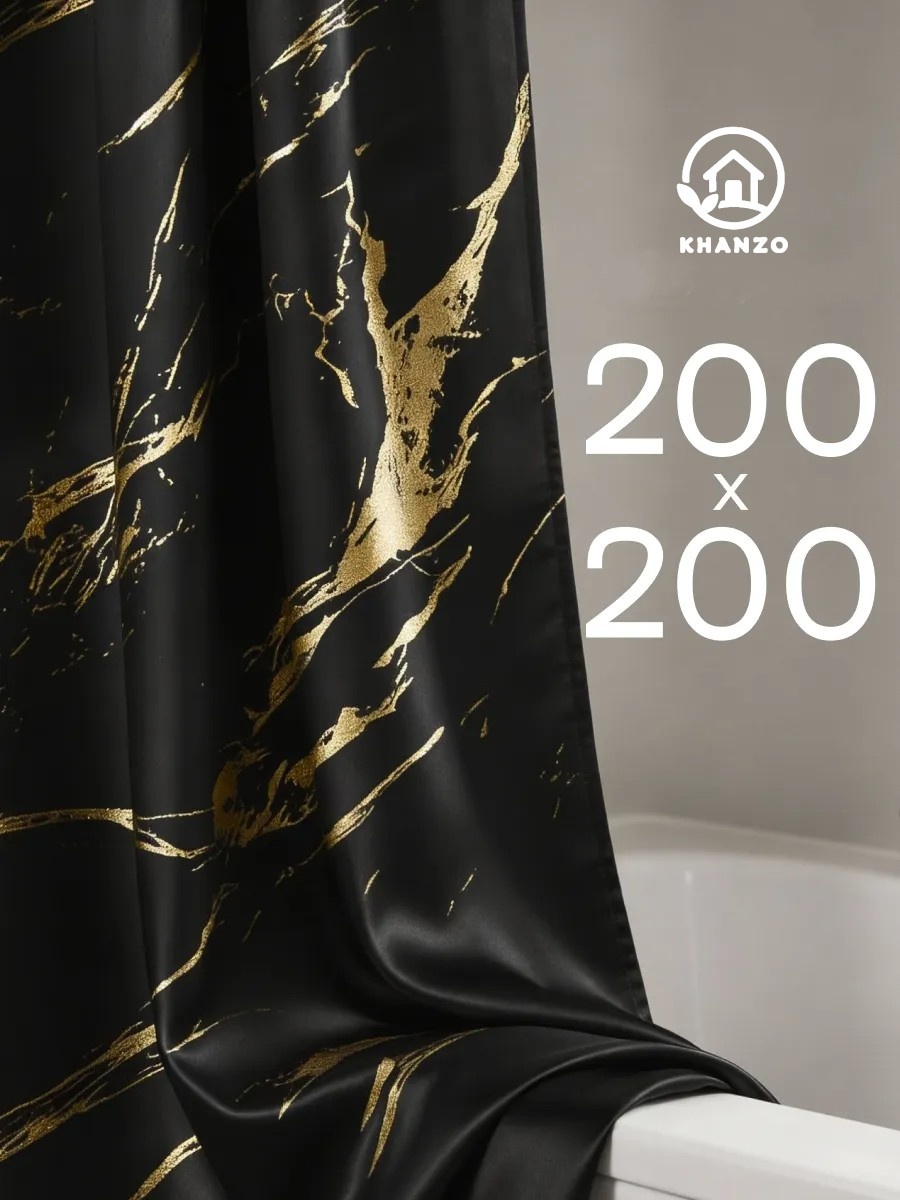 Штора для ванной KHANZO 490446 200x200 черный, золотистый, полиэстер