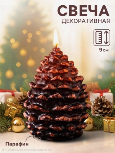 Декоративная свеча ООО ВИП Шишка 9 см, 1 шт