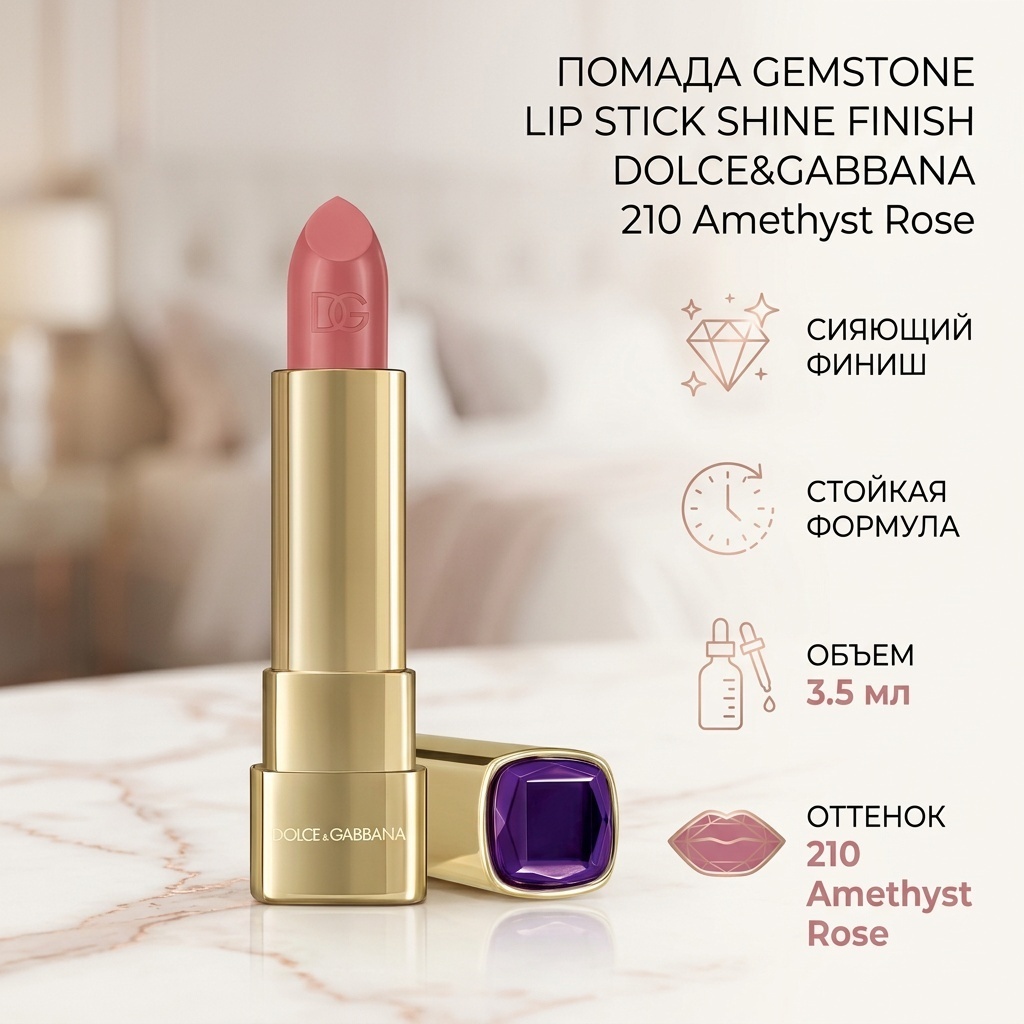 DOLCE&GABBANA Gemstone Lip Stick Shine Finish помада 210 Amethyst Rose