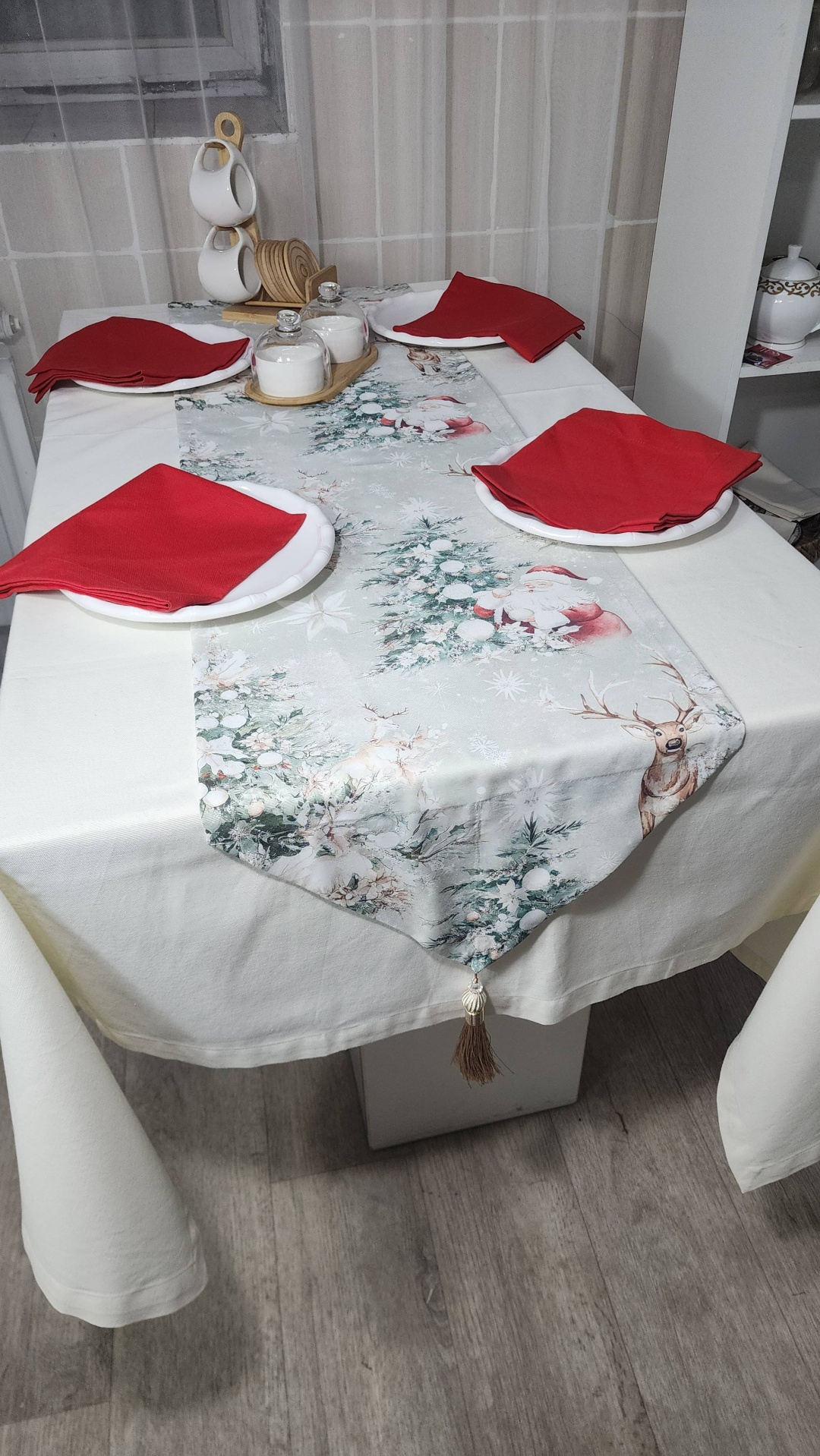 Дорожка на стол 200x35 см, хлопок, дак, 1 шт