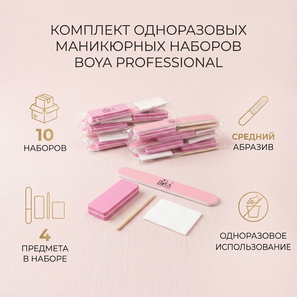 Boya professional комплект одноразовых наборов для маникюра 10 шт