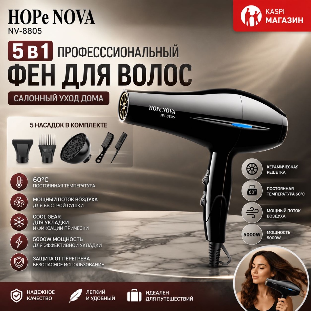 NV-8805 фен черный