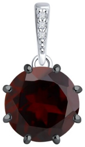 Подвеска Diamant 94-330-02040-1 вес 1.24 г серебро, фианит, гранат