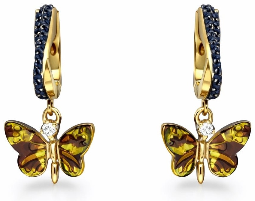 Серьги Italian Gold LGE1892 вес 4.25 г золото, бриллиант, эмаль