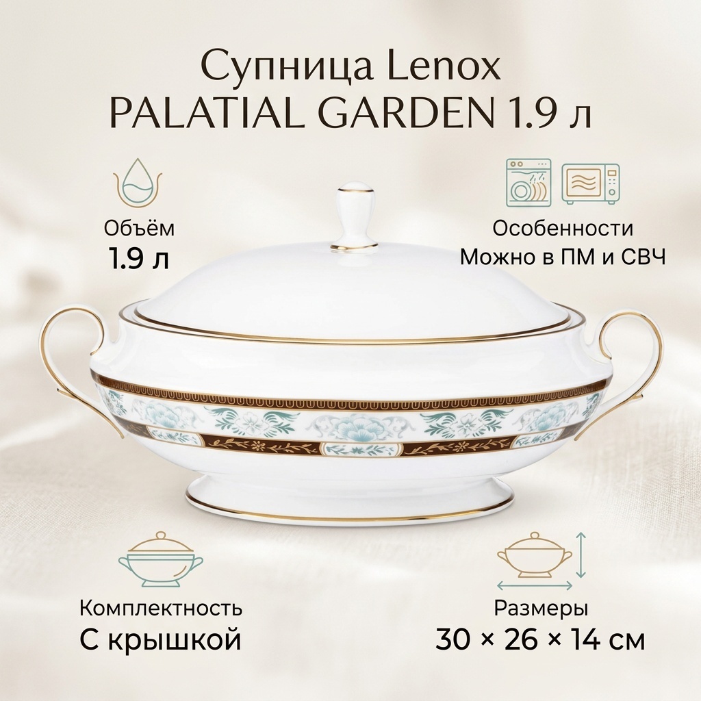 Супница Lenox PALATIAL GARDEN 30х26 см, фарфор, 1 шт