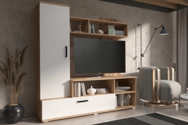 ТВ-тумба напольная Aiba Mebel Нонтон, 150x150x44 см, белый, коричневый