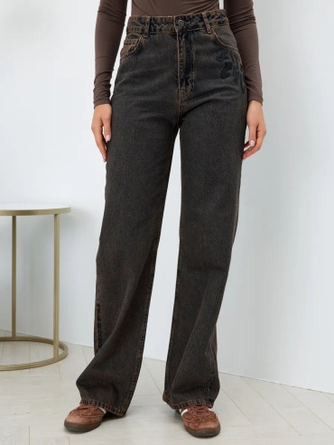 Джинсы джинсы-мом Миллион друзей коричневый