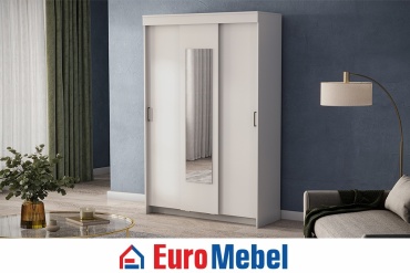Шкаф-купе Euromebel №2, 130x201.6х50 см, белый