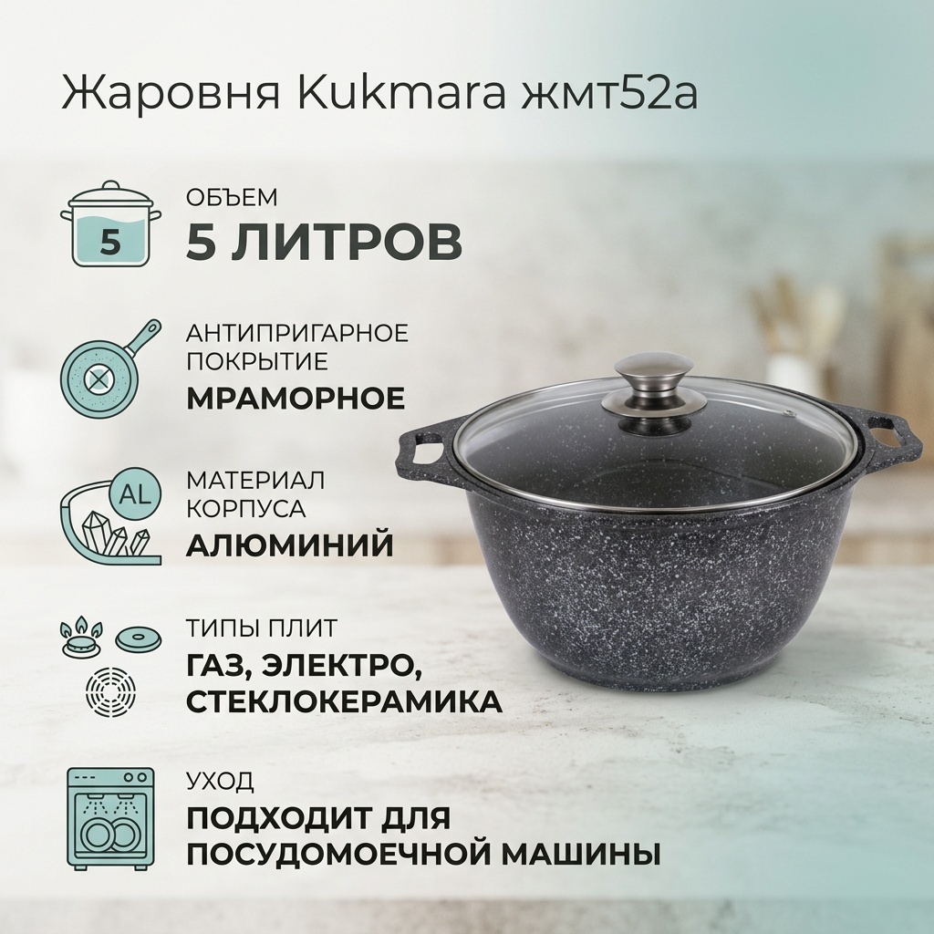 Жаровня Kukmara 5 л, алюминий