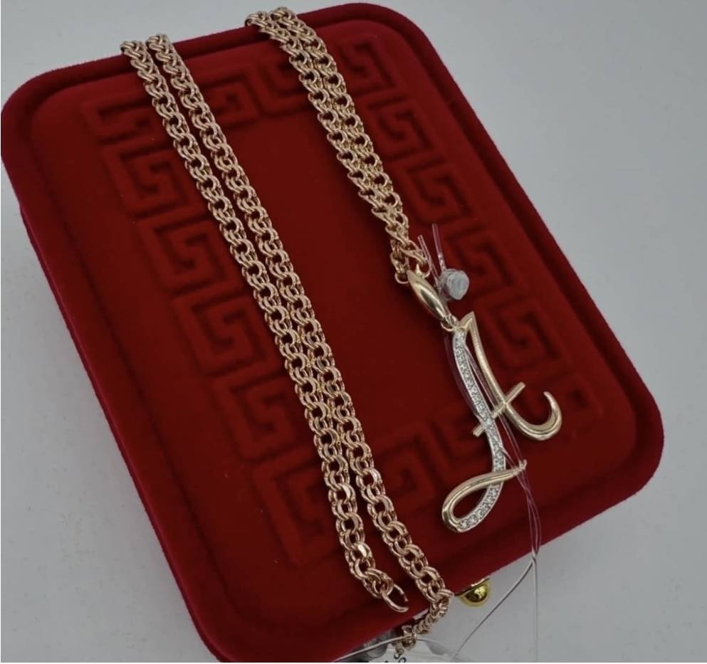 Колье Aizhan Gold Gold0642 длина 55 см вес 3.9 г золото, фианит