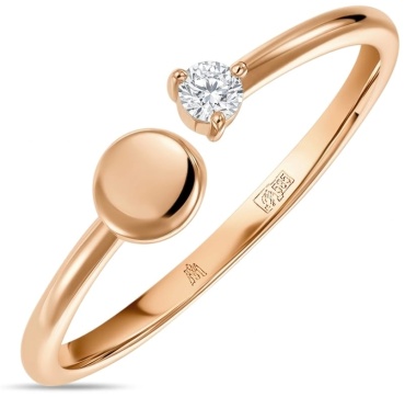Кольцо Veronika jewelry factory К130-3129 размер 13 вес 0.75 г золото, фианит
